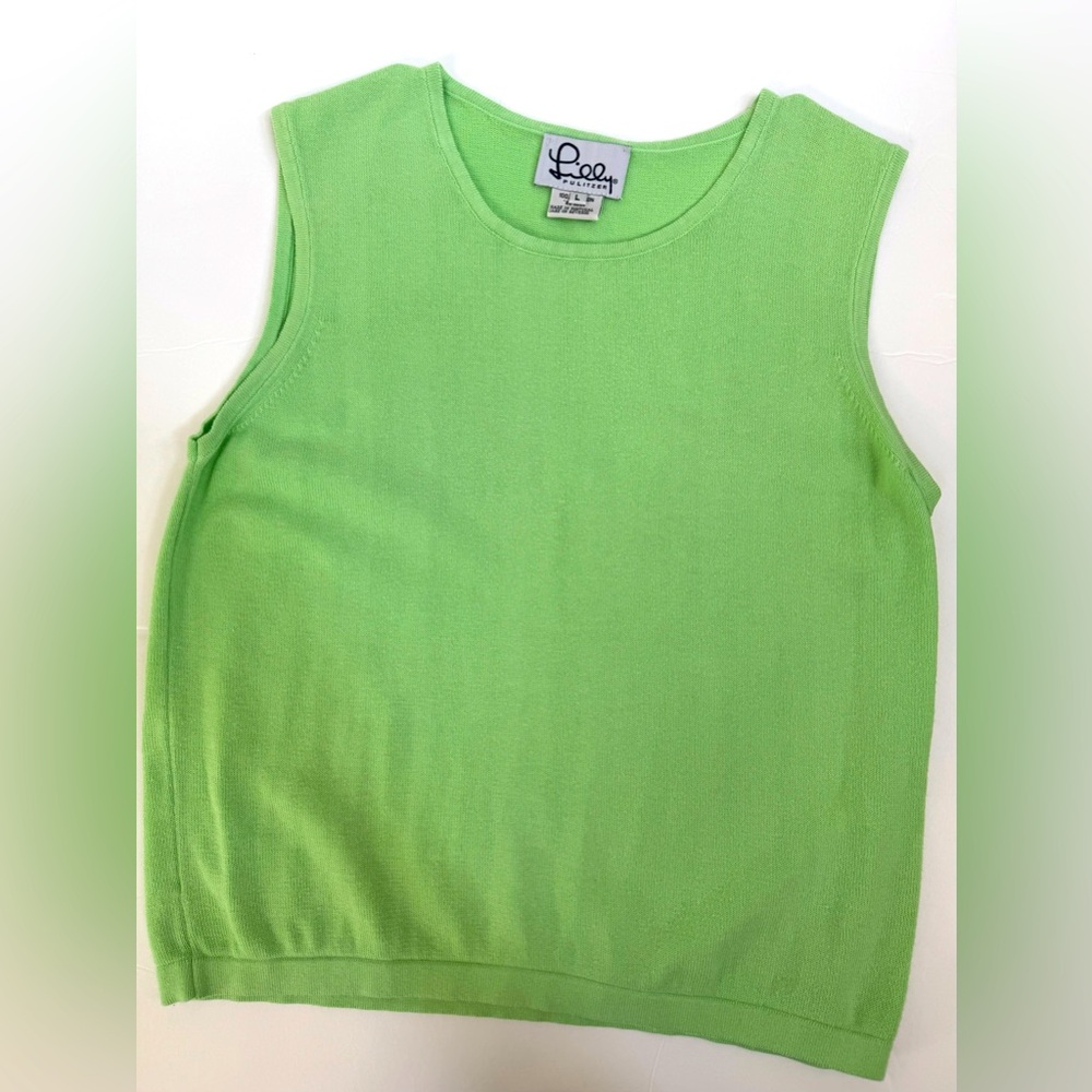 LILLY PULITZER Apple Green Sweater Vest Pullover Cotton sleeveless size Large